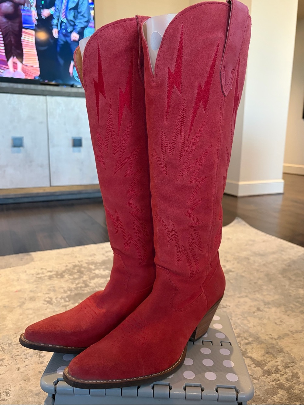 dingo Thunder Road Western Boots Red Suede - Picture 3 of 8